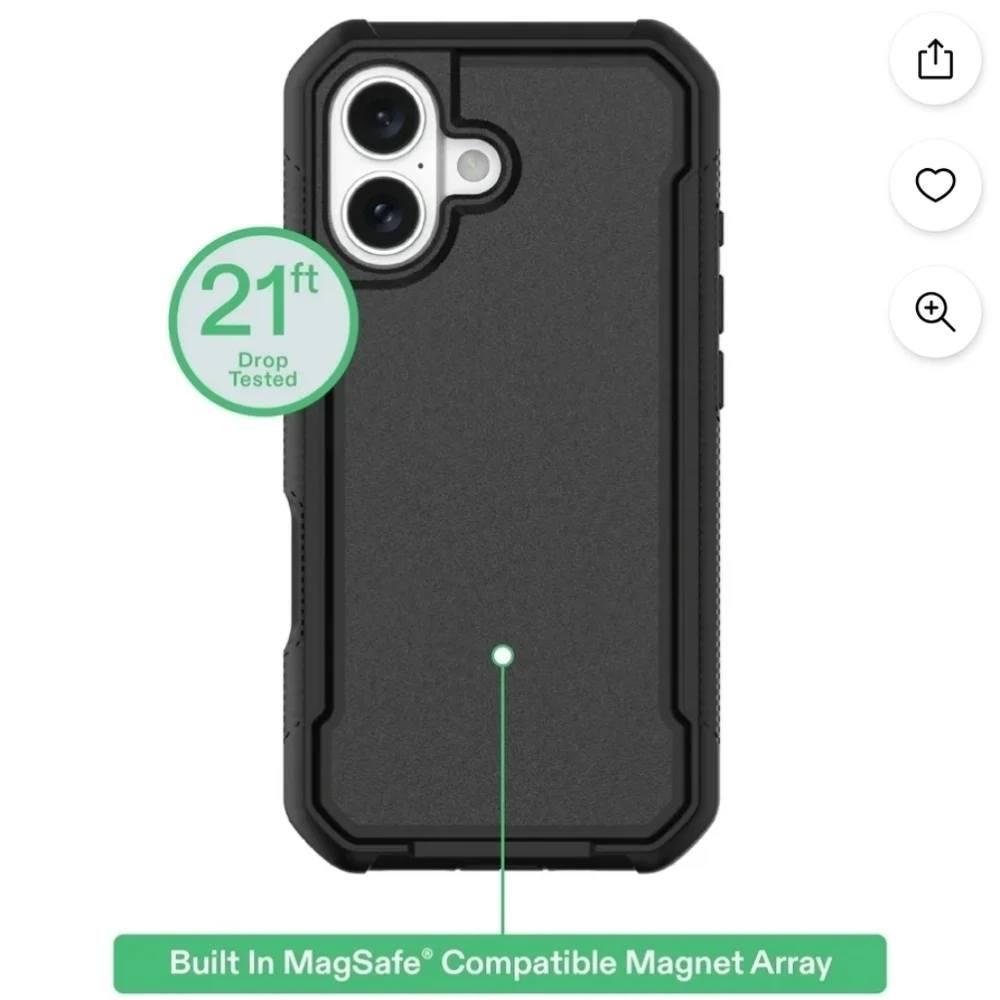 onn MagSafe Compatible Rugged Phone Case for iPhone 17 - Black‎ New In Box